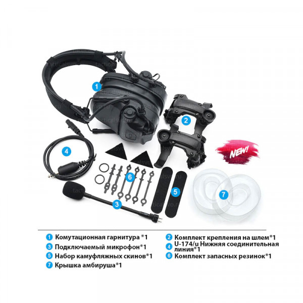 Цифровая тактическая гарнитура V20/V60 PTT, шумоподавление, DPS, FMA, AMP
